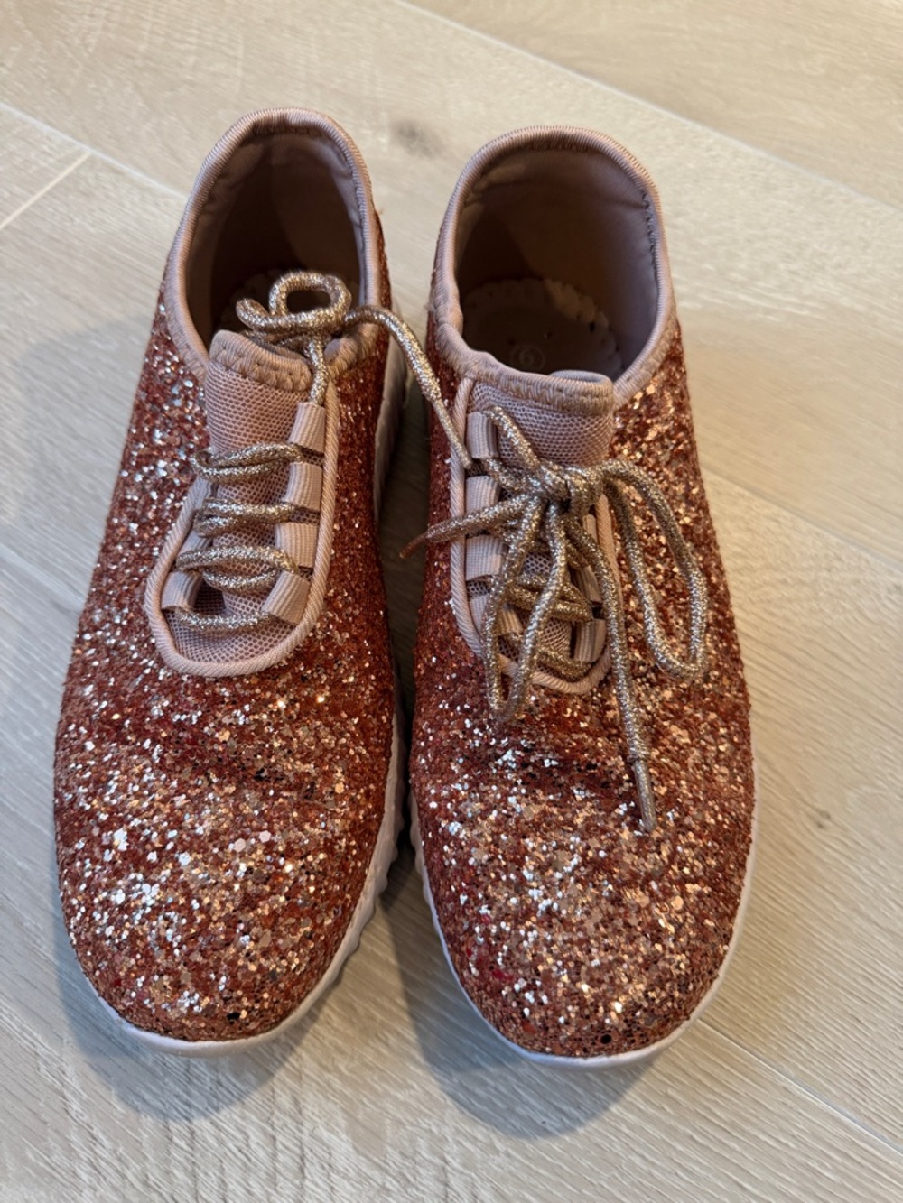 Rose Gold Glitter Slip-On Sneakers
